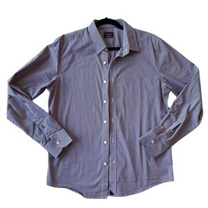 Untuckit Slim Wrinkle-Free Stretch Shirt - L - Dark Purple & White Mini Check